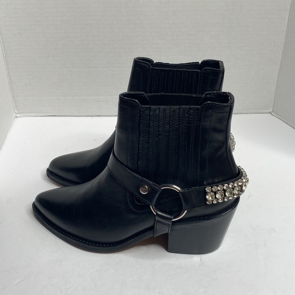 KURT GEIGER Sylvie Crystal leather boots rocky ladies ankle boots black Size 6 - Picture 1 of 5